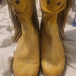 Fringe Western Boots - Yellow